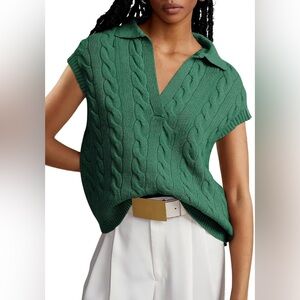 NWT Dokotoo V-Neck Lapel Collar Cable Knit Vest Top for Women